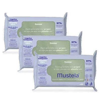 Mustela Pack Toallitas Limpiadoras 3x60 unidades 