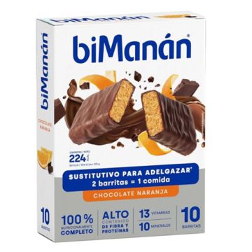 Bimanan Barritas Chocolate Negro con Naranja 10Uds