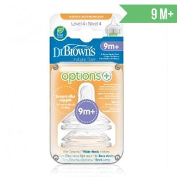 Dr Browns Options Tetina de Silicona Boca Ancha Nivel 4 9m+ 2 Uds