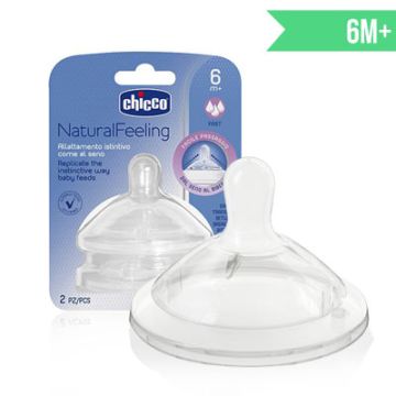 Chicco Natural feeling tetina silicona flujo rapido 6m+ 2 uds