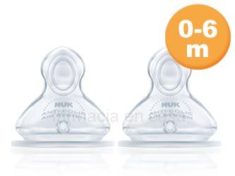 Nuk First choice tetina anticolico silicona t1 m 0-6m 2 uds