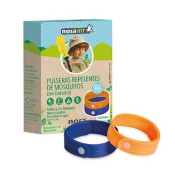 Nosa Kit Pulsera Repelente de Mosquitos Azul y Naranja 2 Uds