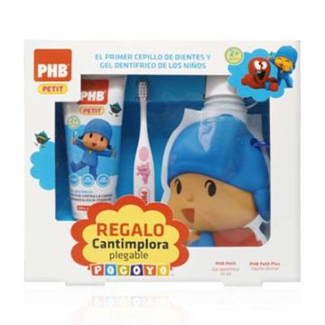 PHB Petit caída diente cepillo dental pocoyó+gel 75ml+cantimplora