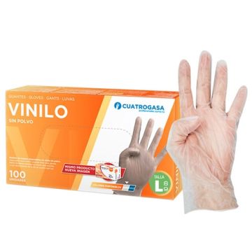 Guantes de Vinilo Sin Polvo Talla L 100 Uds