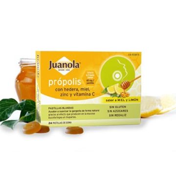 juanola propolis pastillas blandas con hedera sabor miel-limón 24uds 