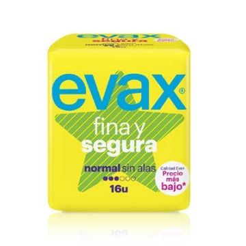 Evax Fina y Segura Normal Sin Alas Compresa 16Uds