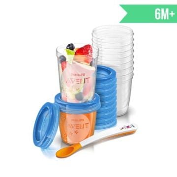 Avent Vasos almacenamiento de comida 6m+ 20 uds