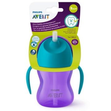 Avent Vaso Anti-Goteo con Pajita Curvada 9M+ 200ml