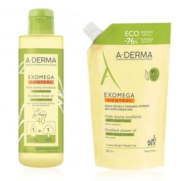 Aderma Exomega Control Aceite Limpiador Emoliente 500ml + Recarga 500ml