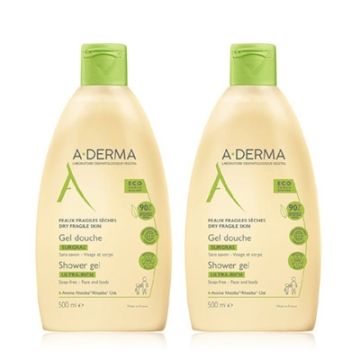 Aderma Gel de Ducha Sobregraso Sin Jabon Duplo 2x500ml