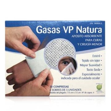 VP Natura Gasa Esteril Tejido sin Tejer 7,5x7,5cm 30 Uds