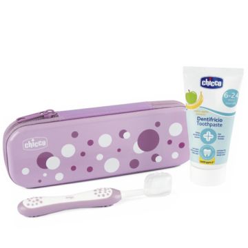 Chicco Dentifrico Infantil Fresa 12m+ 50ml +Cepillo +Estuche Rosa