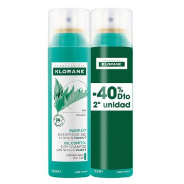 Klorane Champu Seco Seborregulador Extr Ortiga Duplo 2x150ml