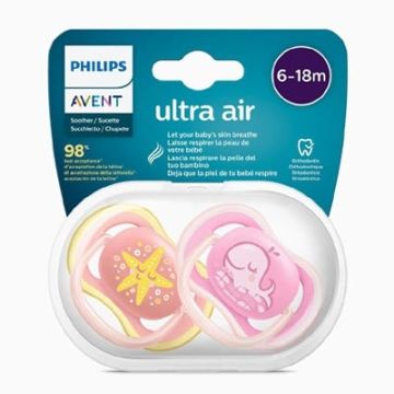 Avent Ultra Soft Chupete Silicona Ortodontico Rosa 6-18m+ 2 Uds