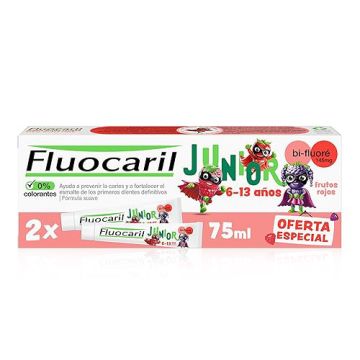 Fluocaril Junior 6-12 Años Gel Sabor Frutos Rojos Duplo 2x75ml