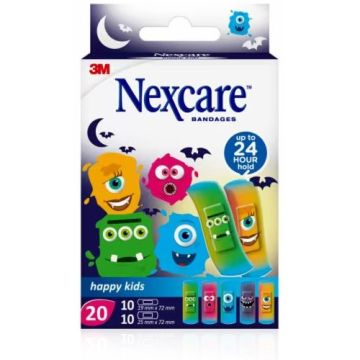 Nexcare Happy Kids Monsters Tiras Surtido 20 Uds