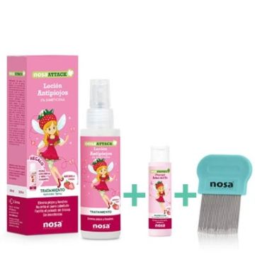 Nosa Attack Locion Antipiojos Fresa 100ml + Champu 15ml + Peine