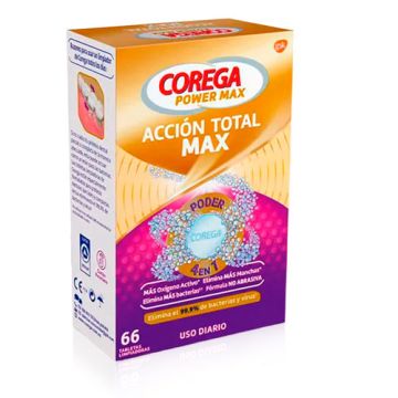 Corega Accion Total Max 4 en 1 Limpieza Protesis Dentales 66 Tabletas