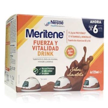 Meritene Fuerza y Vitalidad Bebida Sabor Chocolate 125ml 6Uds