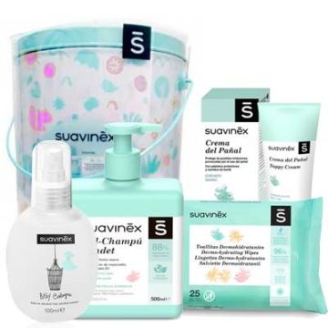 Suavinex Cofre Primeros Cuidados Verde y Rosa 4 Productos