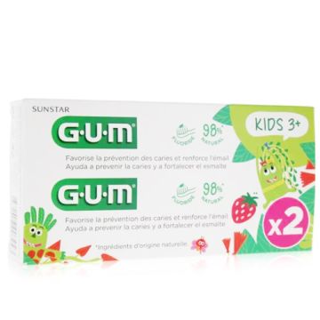 Gum Kids Gel Dentifrico Anticaries Sabor Fresa Duplo 2x50ml