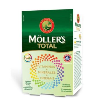 Mollers Total Vitaminas + Minerales + Omega 3 28Caps + 28Comp