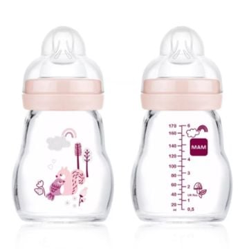 MAM Feel Good Biberon Cristal Rosa 0M+ 170ml