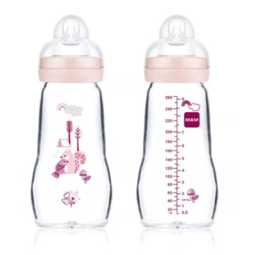 MAM Feel Good Biberon Cristal Rosa 2M+ 260ml