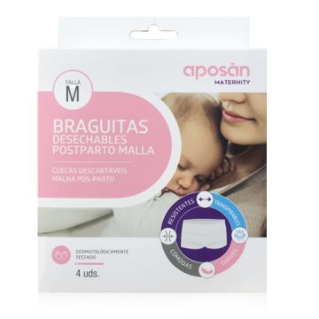 Aposan Maternity Braguitas Desechables Postparto Malla T-M 4 Uds