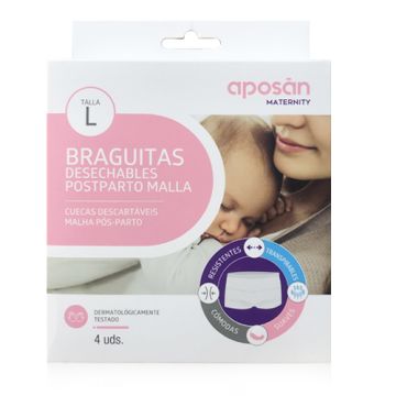 Aposan Maternity Braguitas Desechables Postparto Malla T-L 4 Uds