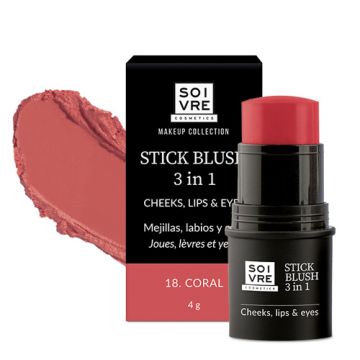 Soivre Stick Blush 3en1 Mejillas Labios Ojos 18-Coral 4gr