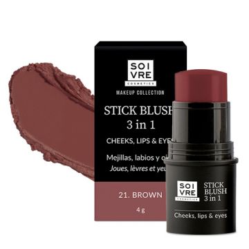 Soivre Stick Blush 3en1 Mejillas Labios Ojos 21-Brown 4gr