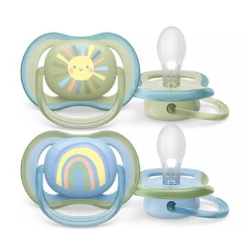 Avent Ultra Air Chupete Silicona Sol-Arcoiris Azul 0-6m 2 Uds