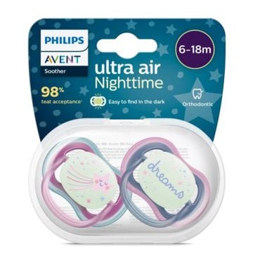 Avent Chupete Ultra Air Noche Morado 6-18m 2Uds