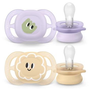 Avent Ultra Start Chupete Decorado Morado-Beige 0-2m 2Uds