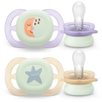 Avent Ultra Start Chupete Nocturno Morado-Beige 0-1m 2Uds