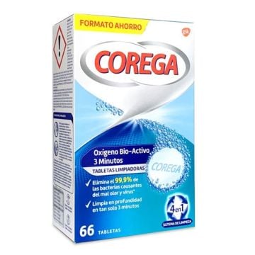 Corega Oxigeno Bio-Activo Tabletas Limpiadoras 66 Uds