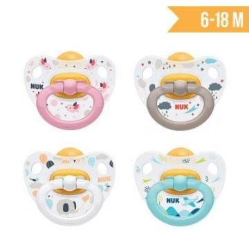 Nuk Happy kids chupete anatómico t-2 látex 6-18m 2 uds