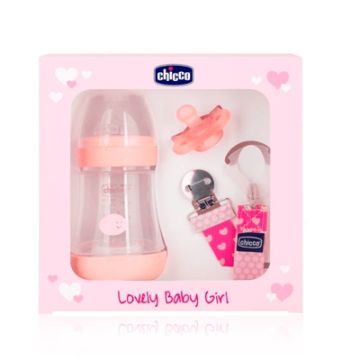 Chicco Set de Regalo Rosa Biberon 150ml + Chupete + Clip Cadena