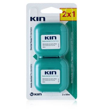 Kin Seda Floss Dental Mentolada con Cera y Fluor Duplo 2x1ud