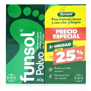 Funsol Polvo Sudor y Mal Olor de Pies Duplo 2x60gr