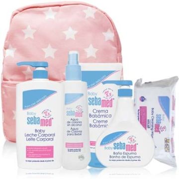 Sebamed Baby mochila canastilla rosa 5 productos