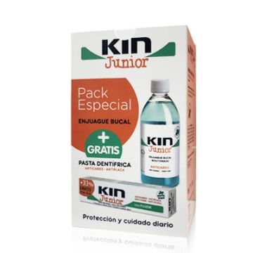 Kin Junior Enjuague Bucal Anticaries 500ml+Pasta Dentifrica 100ml