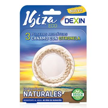 Dexin Pulsera Ibiza Antimosquitos Citronela y Cañamo Eco 3 Uds