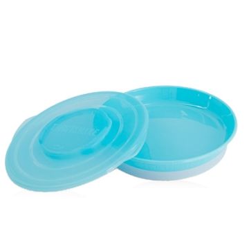 Twistshake Plato Antideslizante con Tapa Azul 1 Ud