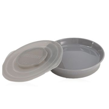 Twistshake Plato Antideslizante con Tapa Gris 1 Ud