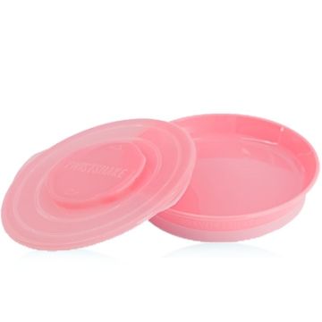 Twistshake Plato Antideslizante con Tapa Rosa 1 Ud