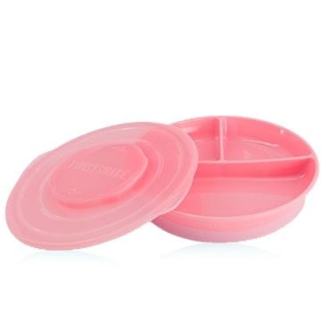 Twistshake Plato Dividido Antideslizante con Tapa Rosa 1 Ud