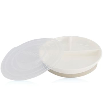 Twistshake Plato Dividido Antideslizante con Tapa Blanco 1 Ud