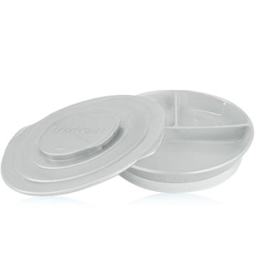 Twistshake Plato Dividido Antideslizante con Tapa Gris 1 Ud